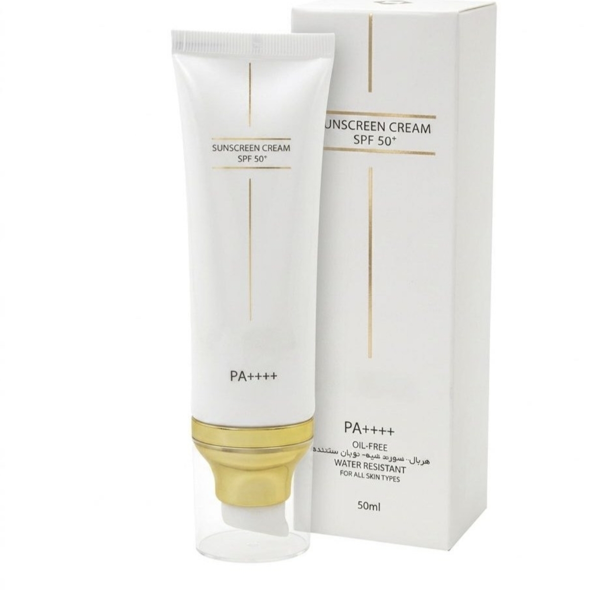 کرم ضدآفتاب بی‌رنگ SPF50+ مناسب انواع پوست با ۷ فیلتر محافظتی